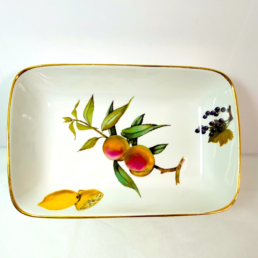 Royal Worcester Evesham Gold Porcelain Baking Dish Rectangular 1961 B-3
